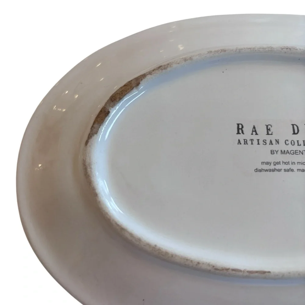 Rae Dunn Artesian Collection Meow Cat Face Oval Plate x 6